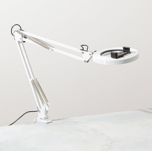 Scratch and Dent Collection - White Canvas Lamp with Desk Clamp