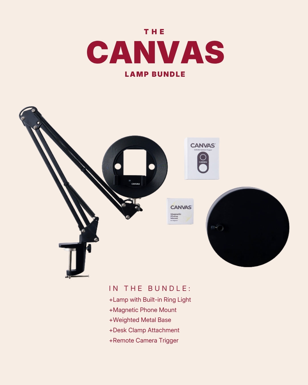 Canvas Lamp with Weighted Matte Metal Base
