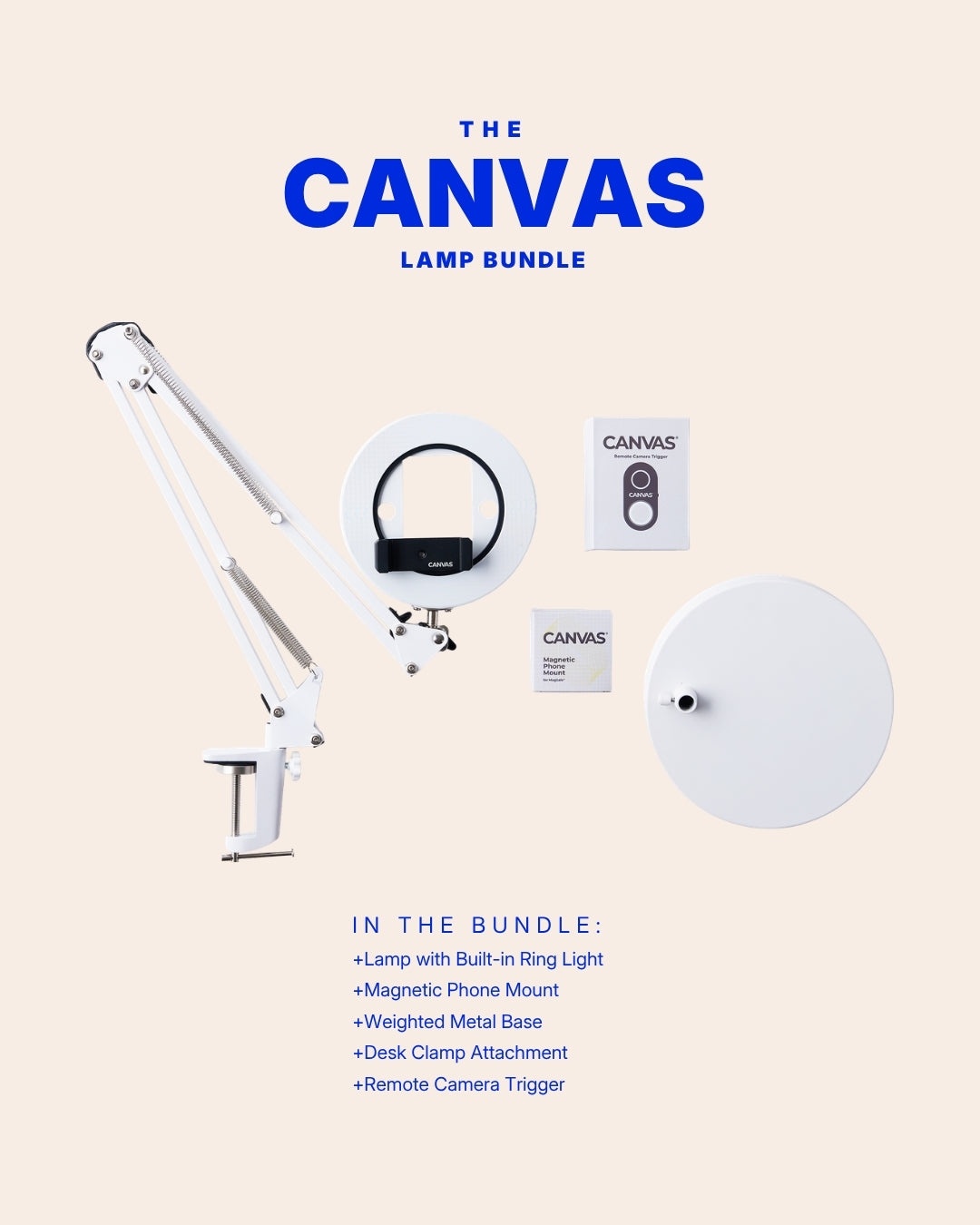 Canvas Lamp with Weighted Matte Metal Base