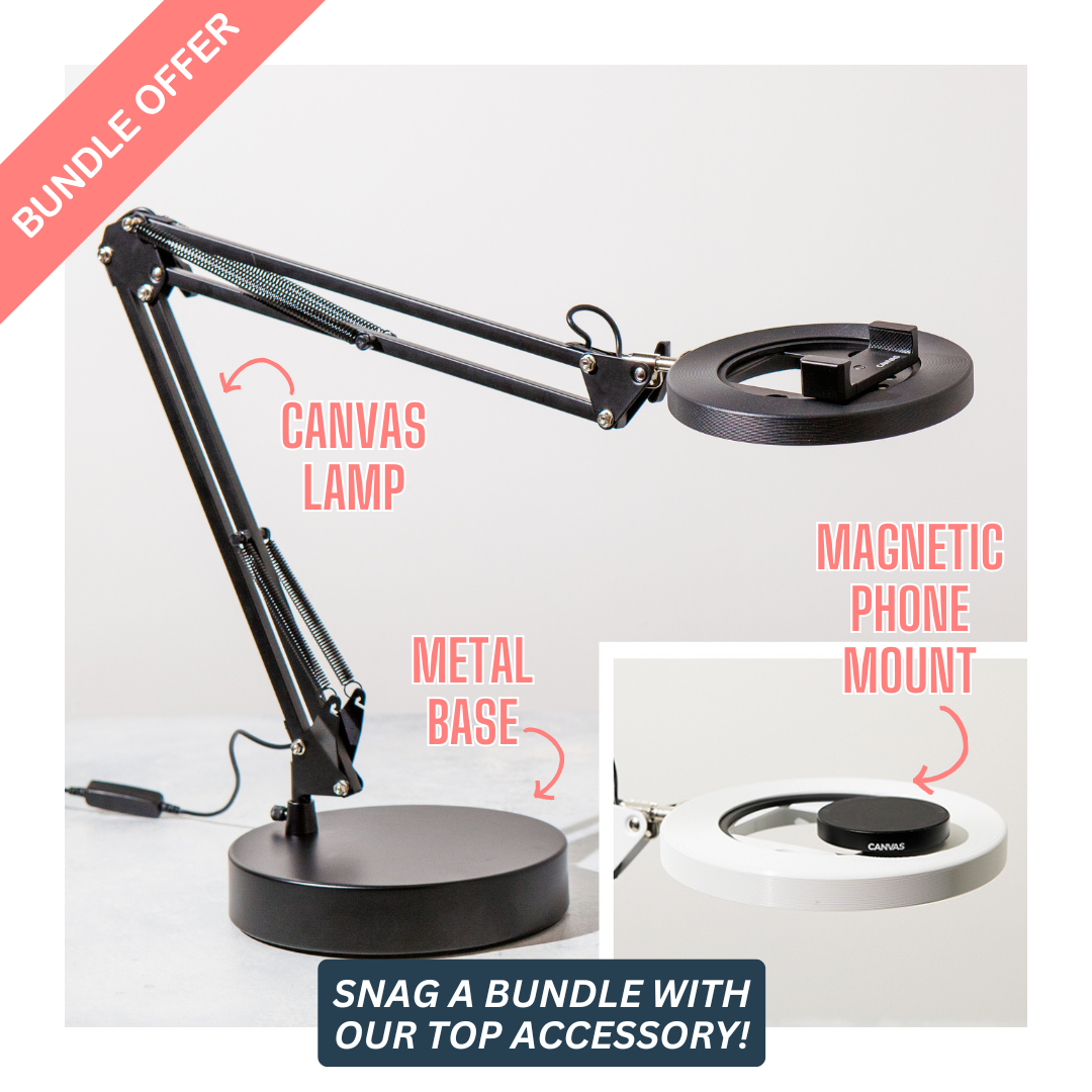 Canvas Lamp with Weighted Matte Metal Base