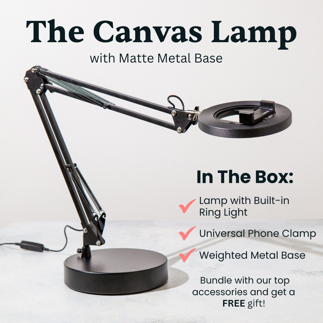 Canvas Lamp with Weighted Matte Metal Base