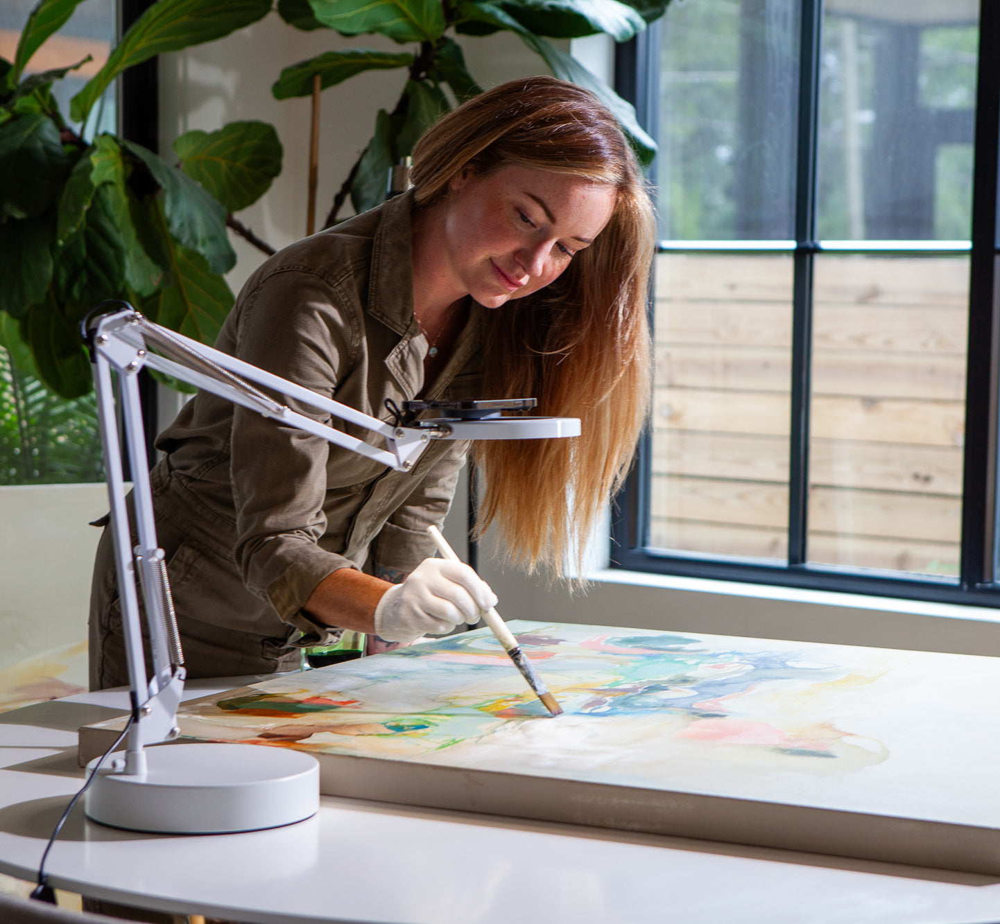 Canvas Lamp with Weighted Matte Metal Base