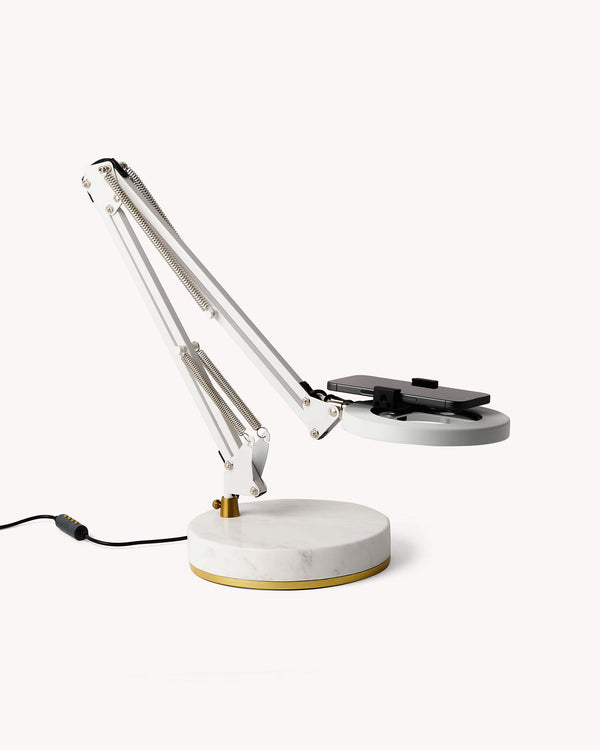 Canvas Lamp with Weighted Marble Base