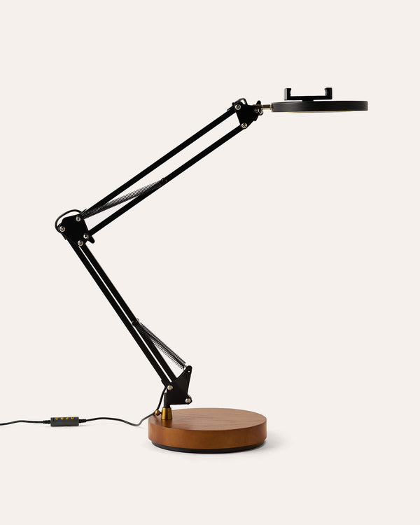 Black Canvas Lamp with Weighted Wooden Base
