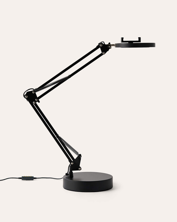 Black Canvas Lamp with Weighted Matte Metal Base