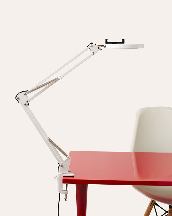 White Canvas Lamp with Desk Clamp