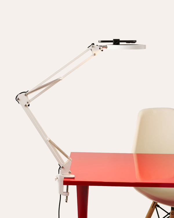 White Canvas Lamp with Desk Clamp