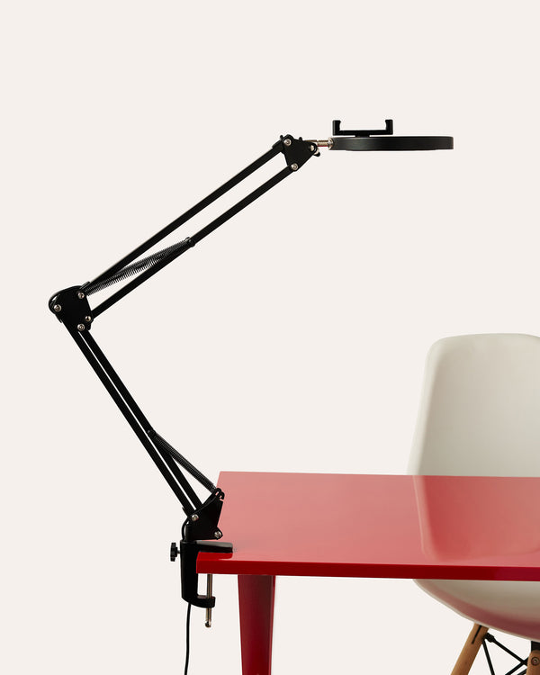 Black Canvas Lamp with Desk Clamp