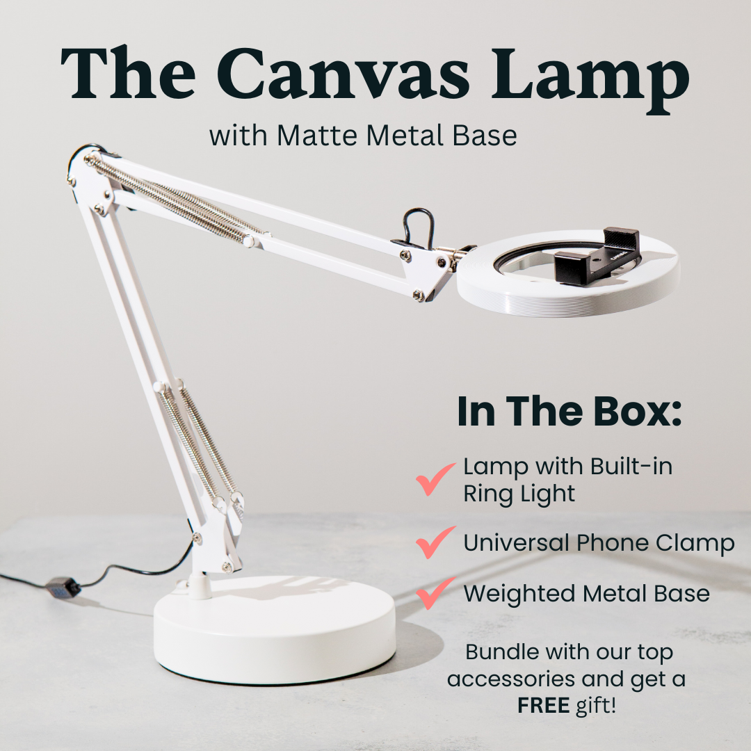 Canvas Lamp with Weighted Matte Metal Base